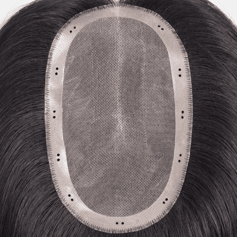 Black Bead-In Mono Topper underside with round attachment holes around the PU perimeter