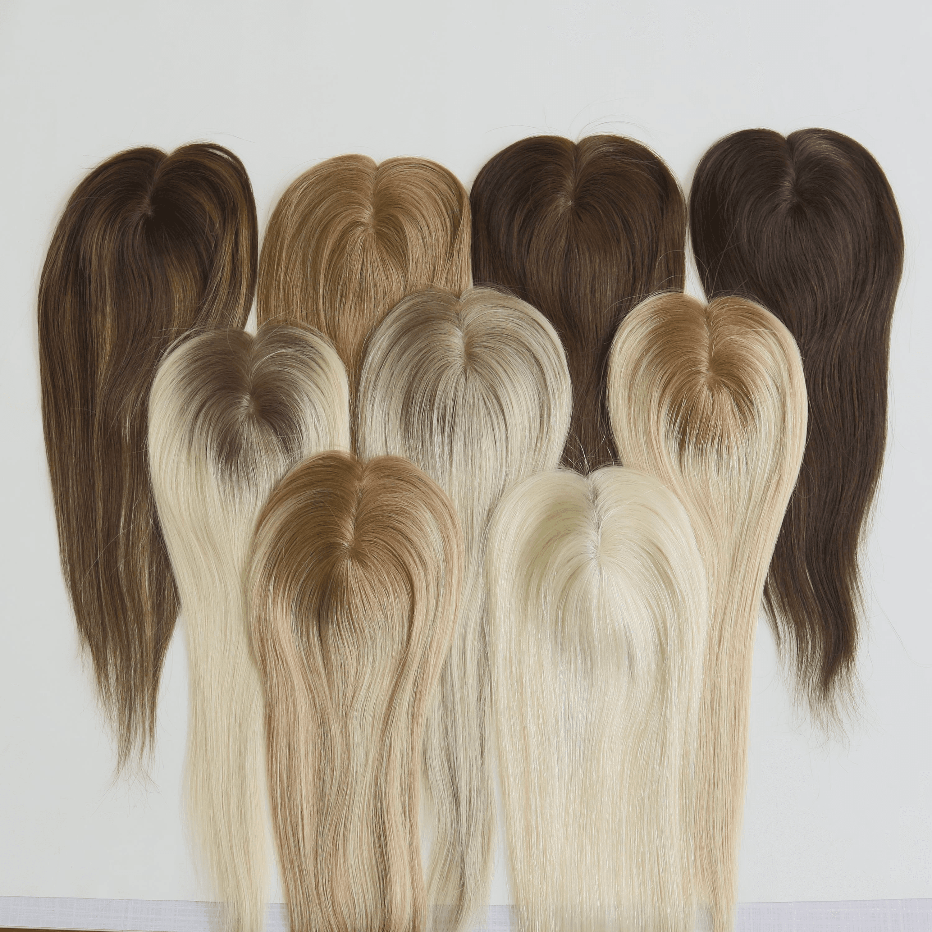 Bead-In Mono Topper color options in blonde and brown shades