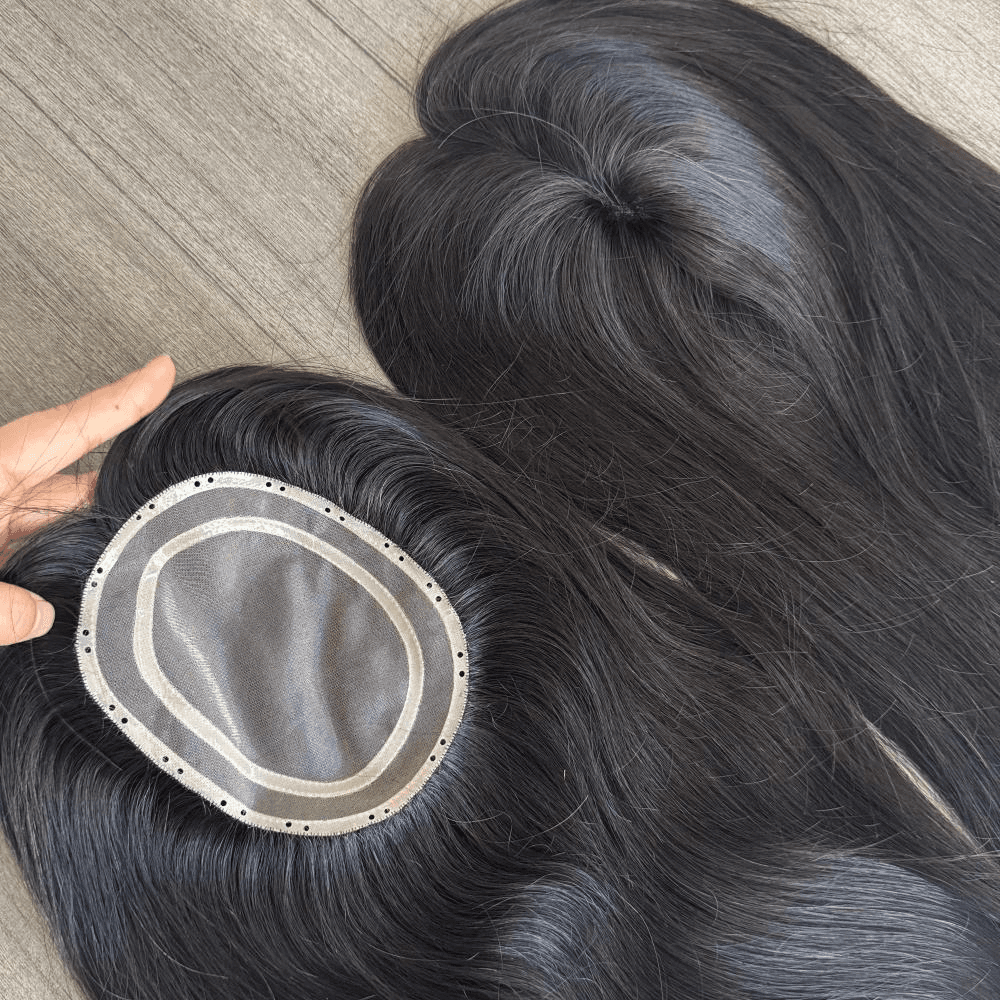 Bead-In Mono Topper hair and underside base shown together