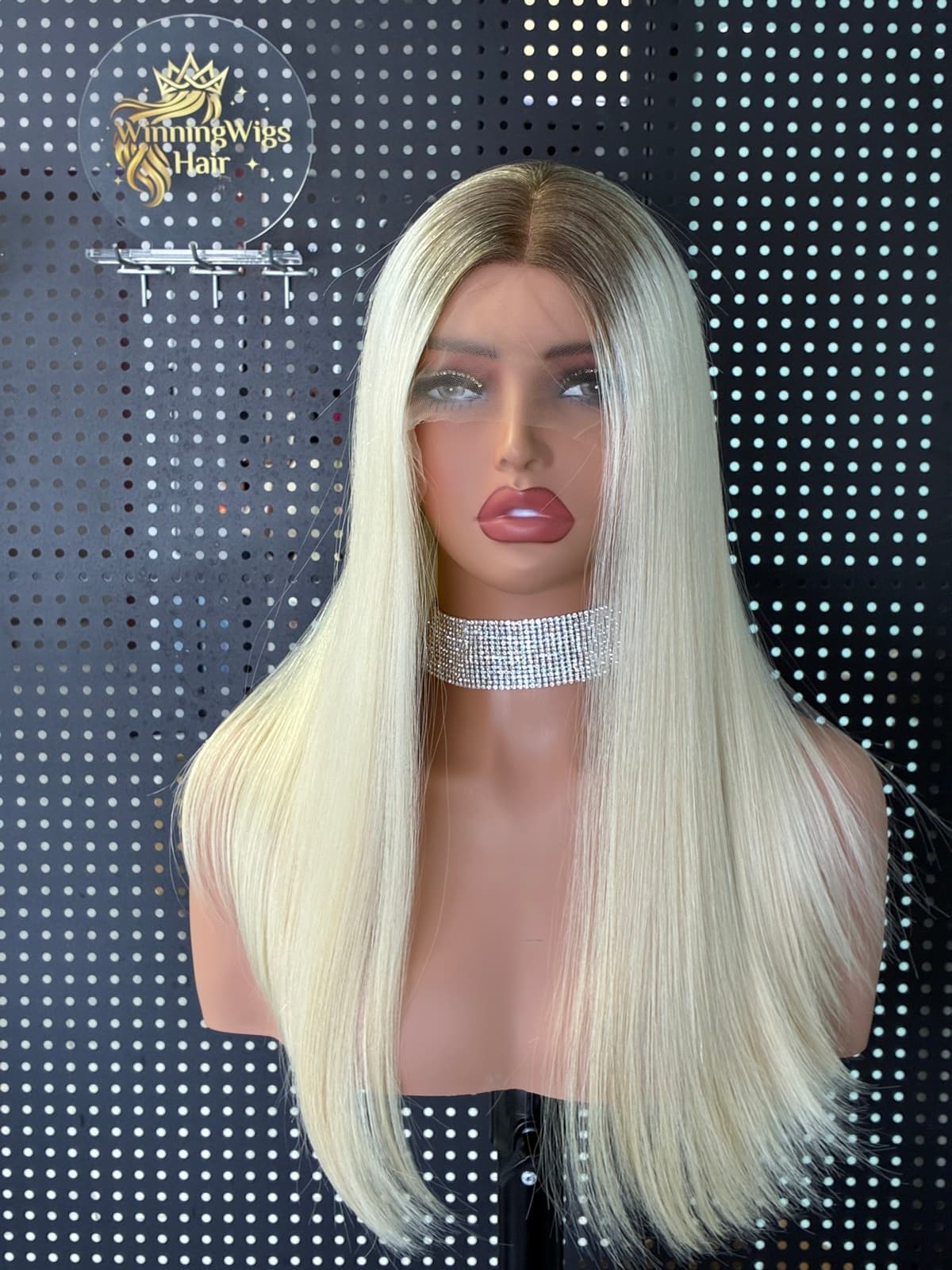Platinum blonde HD lace top virgin human hair wig with a natural hairline