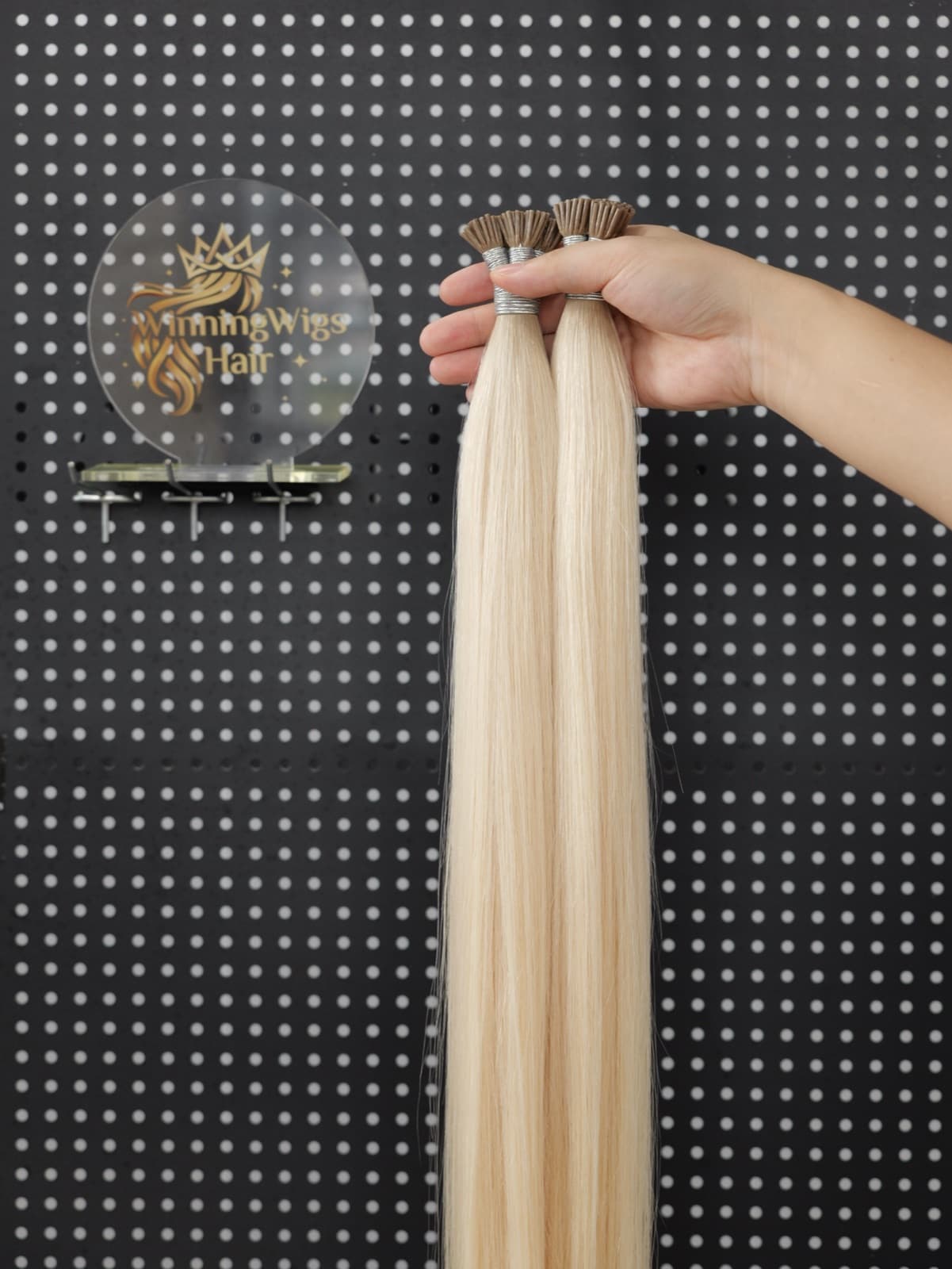 Straight light blonde I Tip human hair extension bundles