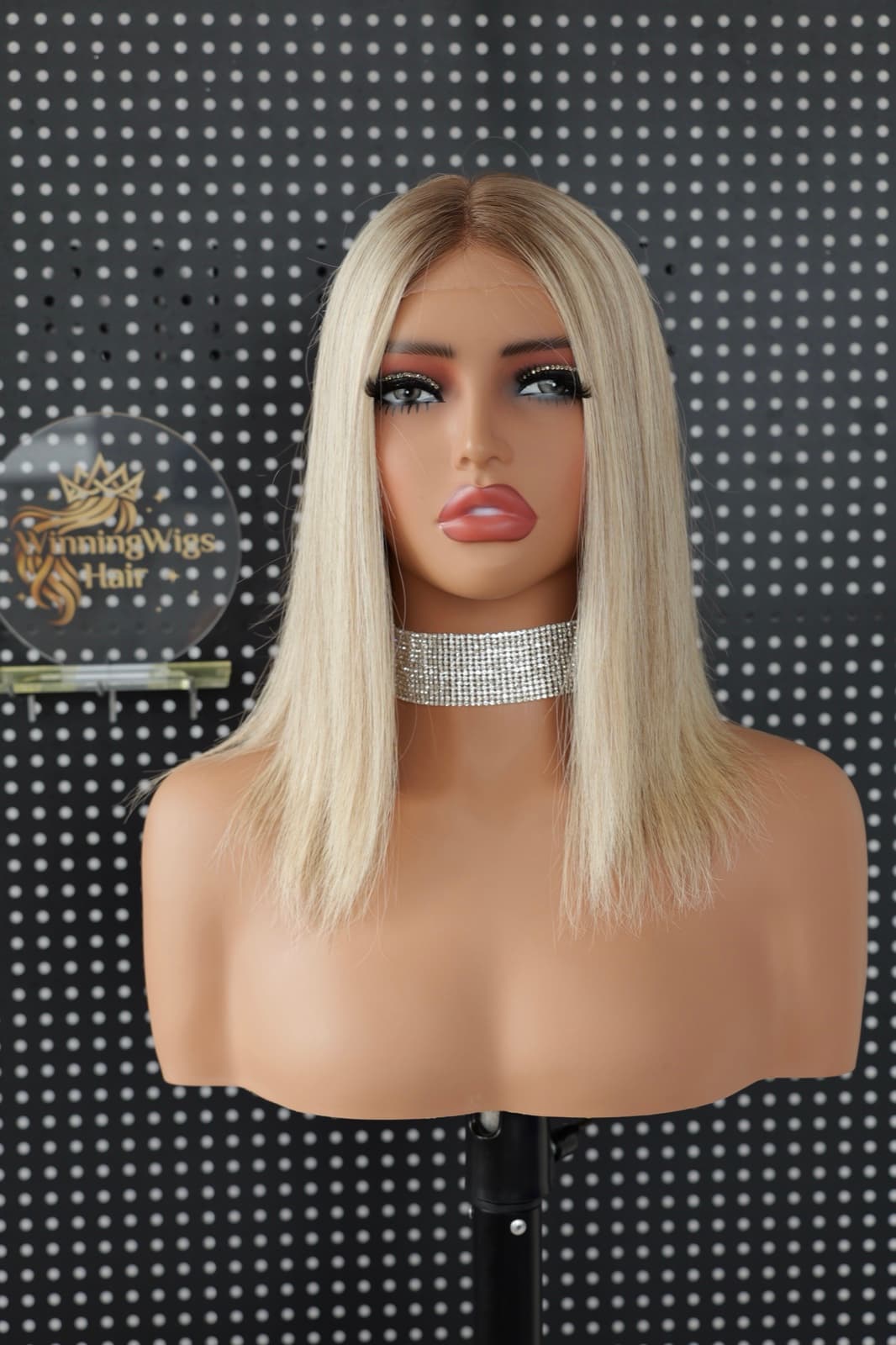 Blonde bob medical human hair wig with a natural-looking hairline