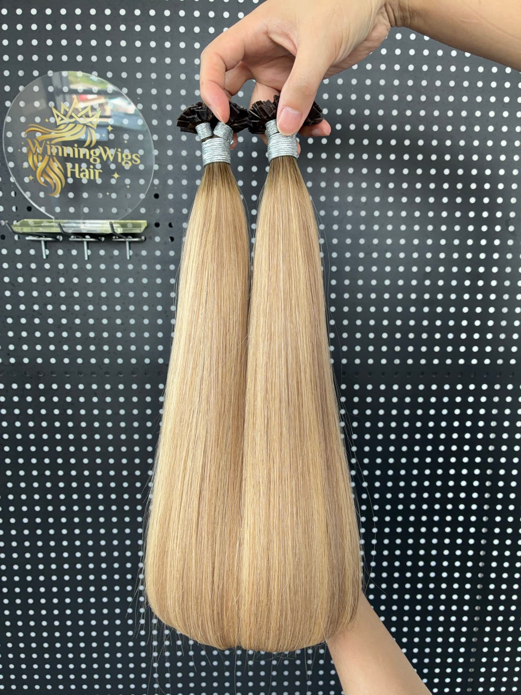Light brown Flat Tip human hair extension bundles