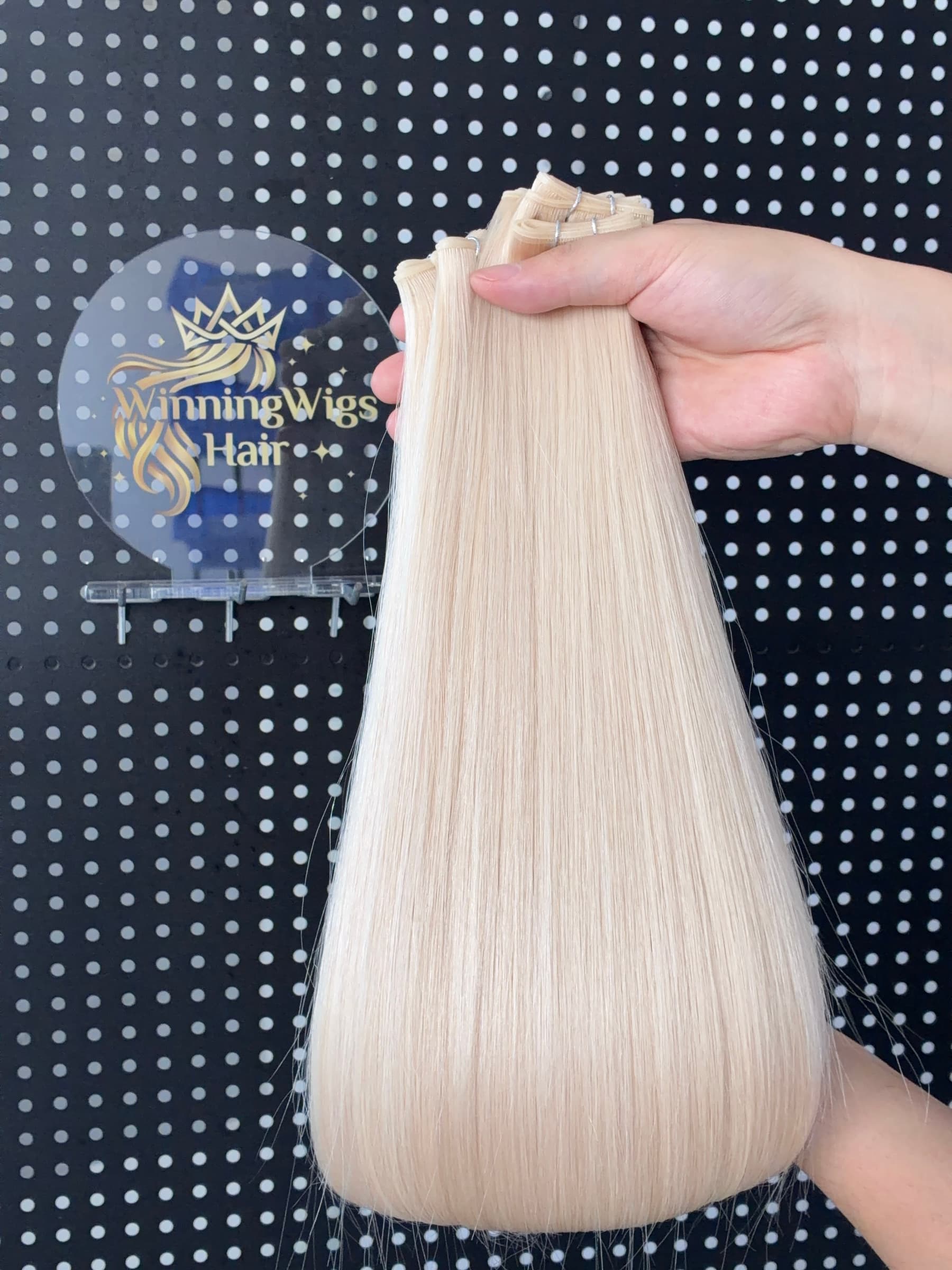 Platinum blonde Genius Weft human hair extension bundles