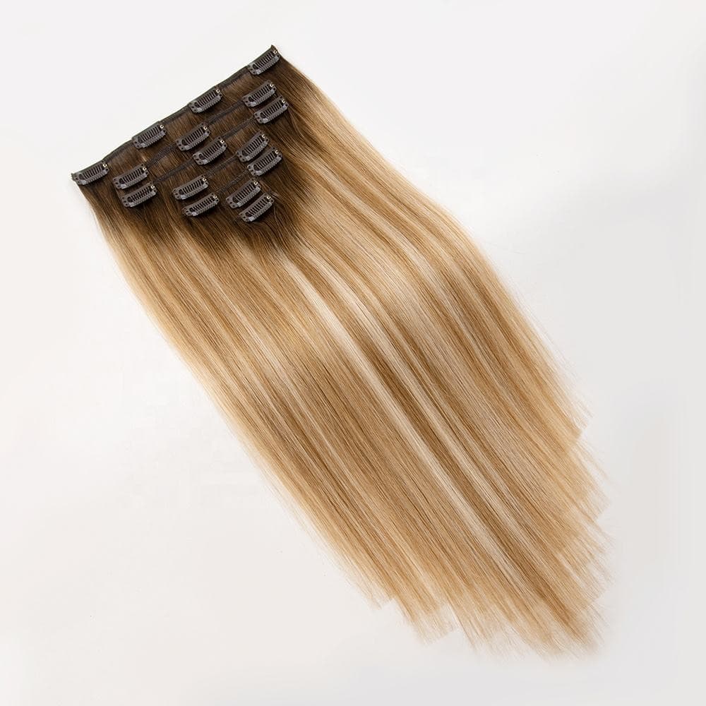 Light blonde Regular Clip-In human hair extension full set with secure clips